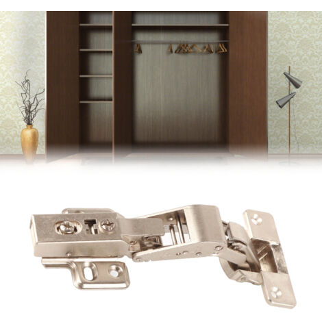 Bisagra de cocina de 45° y 125° con amortiguador de zinc niquelado (35 mm) para puertas con y sin marco, 1 pieza + 6 tornillos