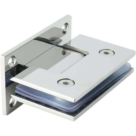 Bisagra de puerta con abrazadera, plegable a 90 grados, bisagra de conexión a pared de acero inoxidable, adaptable de 8 a 12 mm, 4 mm de espesor, acero inoxidable con acabado cromado pulido