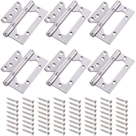 Bisagra de puerta de acero inoxidable, rodamiento de bolas, bisagras para muebles con tornillos, 6 piezas