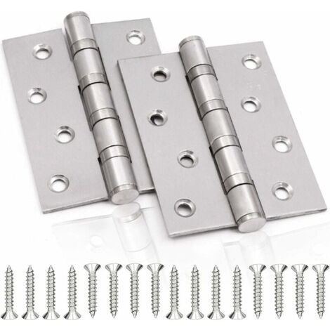 Bisagra de puerta de acero inoxidable YMYNY, 2 piezas, bisagras plegables de acero inoxidable de 3 mm de grosor, para puertas interiores sólidas (plateadas, 100 x 75 mm)