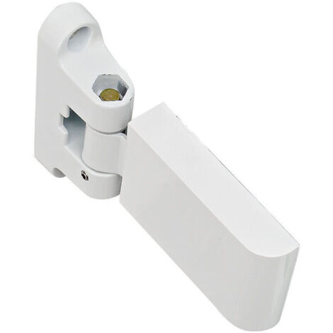 Bisagra de puerta de bandera blanca de PVC reforzado y acero: robusta, universal para puertas y ventanas.
