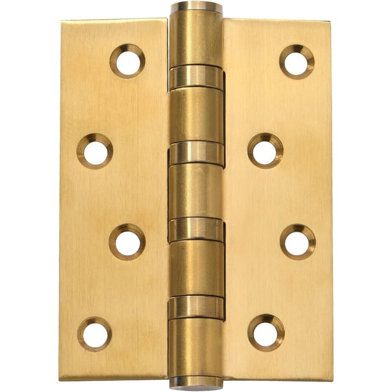 Bisagra de puerta mate de 4 pulgadas, bisagra de puerta de acero inoxidable de 4 pulgadas × 3 pulgadas, 3 piezas (oro cepillado de 4 pulgadas [3 mm]