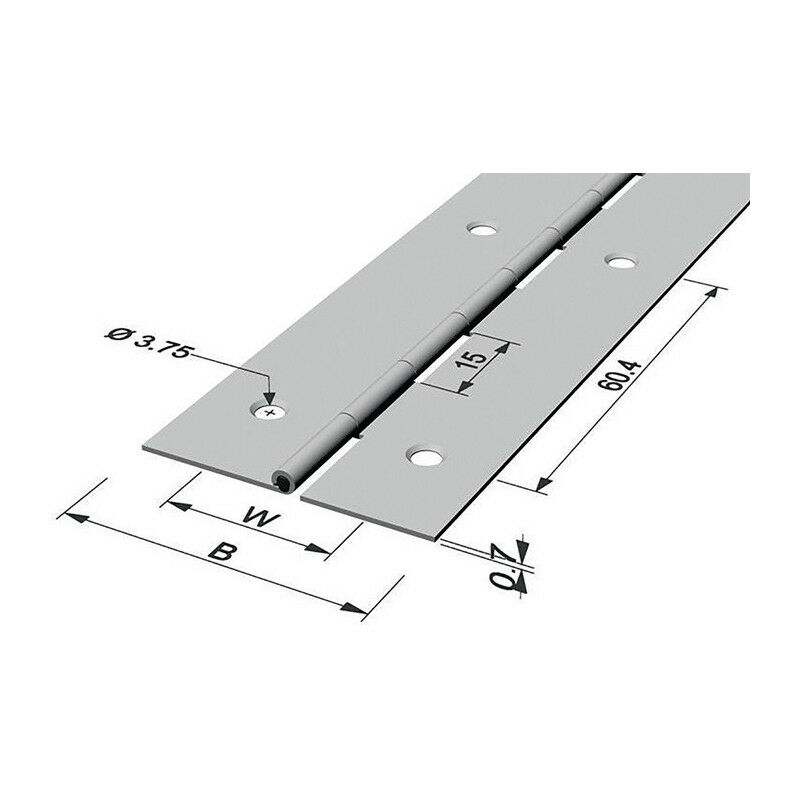 

Bisagra de barra B. abierta 20 mm S 0,7 mm 1800 mm Fe verms. P & G (Por 10)