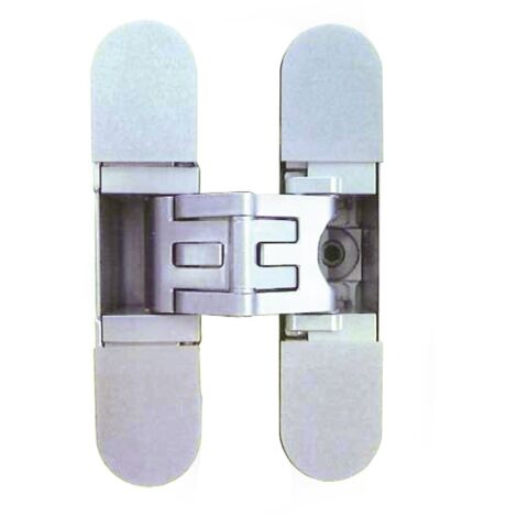 bisagra invisible kubica k2700 cromo satinado  60kgs/3b. 120x76mm. valida p/panelar puerta y pared.