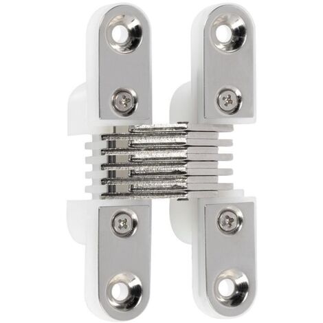 bisagra invisible para puerta 499 64,5x12,5 niquelado-blanco.