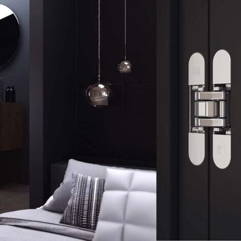 bisagra invisible para puerta. modelo atomika slim k-8060 acabado niquel satinad
