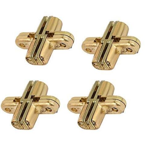 Bisagra oculta, 2 pares de bisagras invisibles de aleación de zinc dorado de 180 grados para puertas plegables invisibles.