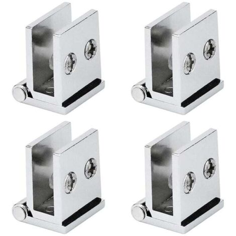 Bisagra para puerta de cristal KZQ Lote 4, ángulo de apertura 0°, bisagras de abrazadera para muebles de cocina, vitrinas, cabinas de ducha, para espesor de vidrio de 5 mm a 8 mm (plata)