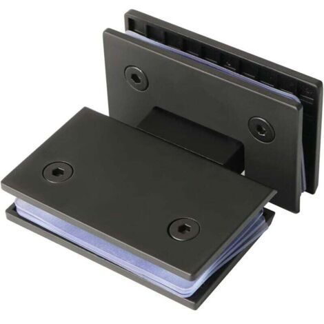 Bisagra para puerta de ducha de vidrio, conector plegable de 180 grados, abrazadera para puerta de armario de baño, adaptable de 8 a 12 mm, acero inoxidable negro mate