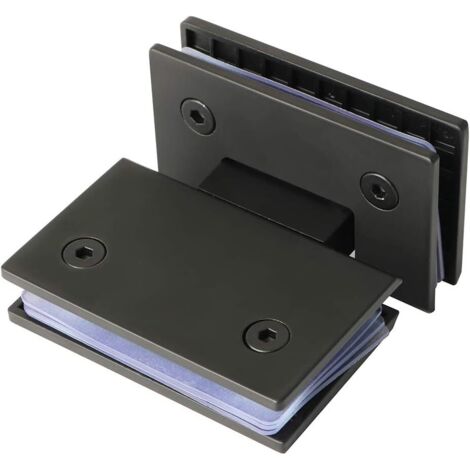 Bisagra para puerta de ducha de vidrio, conector plegable de 180 grados, abrazadera para puerta de gabinete de baño, adaptable de 8 a 12 mm, acero inoxidable negro mate