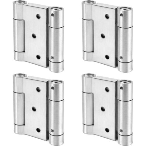 Bisagra para puerta giratoria, de acero inoxidable 304, para puertas giratorias y puertas giratorias para cafeterías y salones, hasta 15 kg. Bisagra atornillable, 76 mm, 4 unidades.