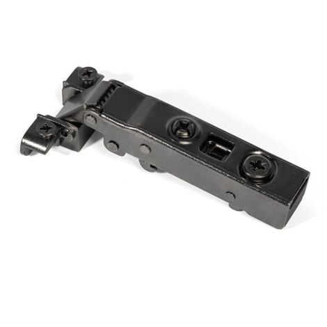 bisagra puma clip cam apertura 105º para puertas de perfil aluminio acabado grafito cierre amortiguado codo recto