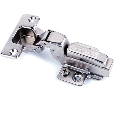 Bisagra superacodada 35mm cazoleta pistón 110º base 3D acero niquelado