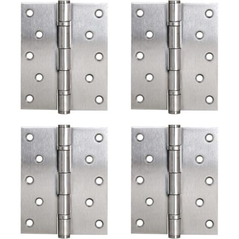 Bisagras atornillables de acero inoxidable con cojinetes de bolas, 127 x 102 mm, para puertas interiores superpuestas de hasta 120 kg (4 piezas)