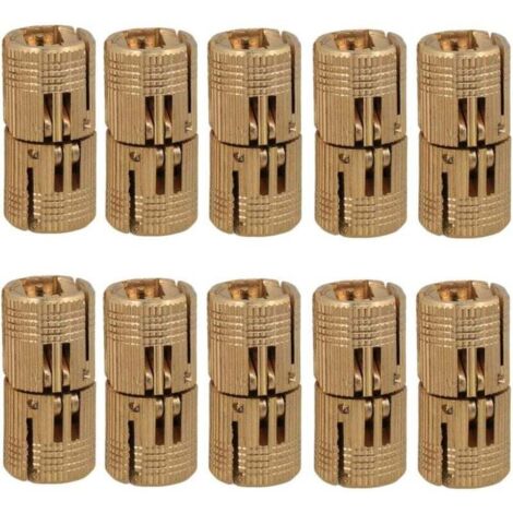 Bisagras cilíndricas de latón ZVD-10 piezas, bisagra de barril invisible oculta para puertas de madera, armarios y caravanas, 10 mm