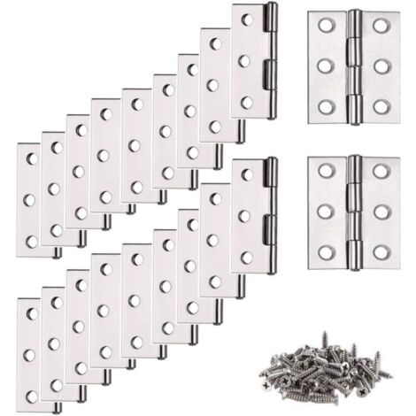 Bisagras de acero inoxidable, 20 piezas bisagras pequeñas (con 120 tornillos), bisagras, bisagras planas, herrajes para muebles para el hogar Armo