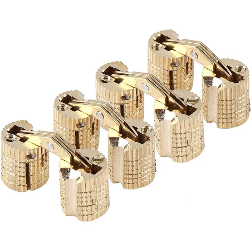 Bisagras de latón ocultas (paquete de 4 unidades), 8 mm, ángulo de apertura de 180°.