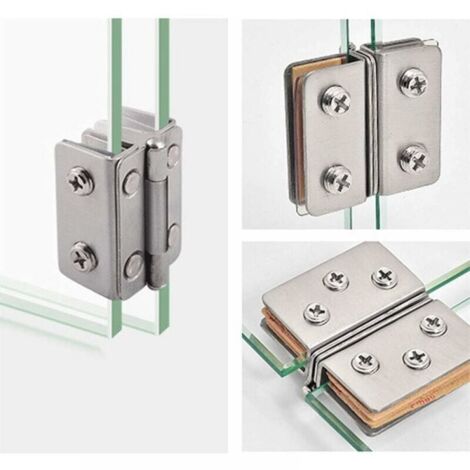 Bisagras de puerta de vidrio de acero inoxidable, 4 Uds., ángulo de apertura de 180° para vidrio de 5-7mm de espesor