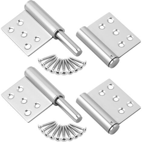 Bisagras de puerta resistentes de 2 piezas de 5 pulgadas en acero inoxidable cromado plateado, ángulo de apertura de 360 grados, para puertas de gabinetes, puertas pequeñas, cajones, ventanas