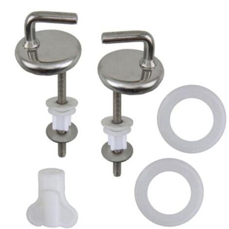 Bisagras de repuesto para asiento de inodoro - Kit de fijación estándar de acero inoxidable y ABS - Kit de reparación multifunción para hoteles, escuelas y lugares públicos - 11,7 cm - Uso doméstico