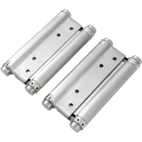 Bisagras de resorte de doble acción de 6" y 150 mm, 1 par con tornillos, bisagras de acero inoxidable para puertas batientes dobles para cocinas interiores y exteriores, puertas de cafeterías 54611060