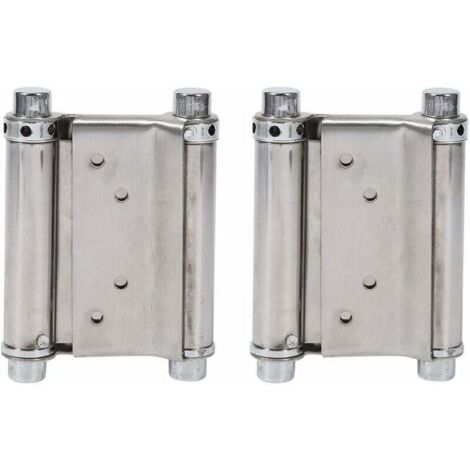 Bisagras de resorte de doble acción de acero inoxidable de 2 piezas para puertas batientes de coche con capacidad de carga de hasta 15 kg.