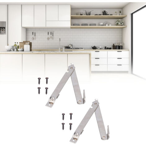 Bisagras de soporte plegables – Juego de 2 bisagras elevadoras para arcones y armarios de madera – Acero inoxidable