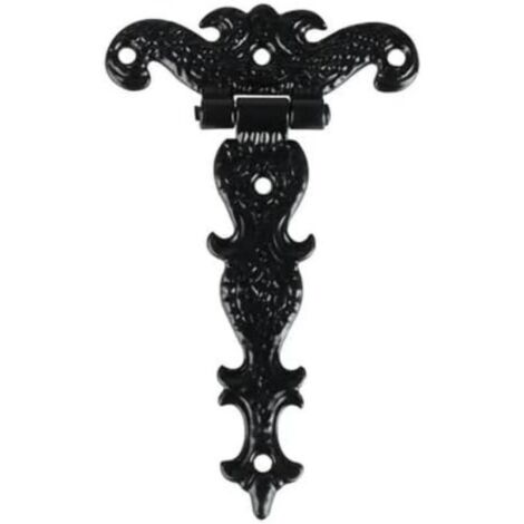 Bisagras decorativas de latón grabado de estilo vintage para puertas de armarios y joyeros (1 unidad), color negro.