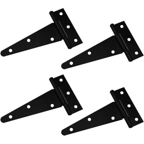 Bisagras en T Bisagra triangular Bisagra triangular en T galvanizada de alta resistencia 4 pulgadas Negra Se puede usar para colgar puertas de armarios, portones de jardín, cajas de madera 4 piezas