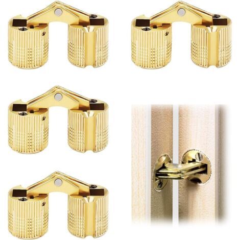 bisagras invisibles de latón con ángulo de apertura de 180°, bisagras cilíndricas de cobre, bisagras ocultas de cobre para muebles, ideales para joyeros, manualidades y proyectos DIY (10 mm).
