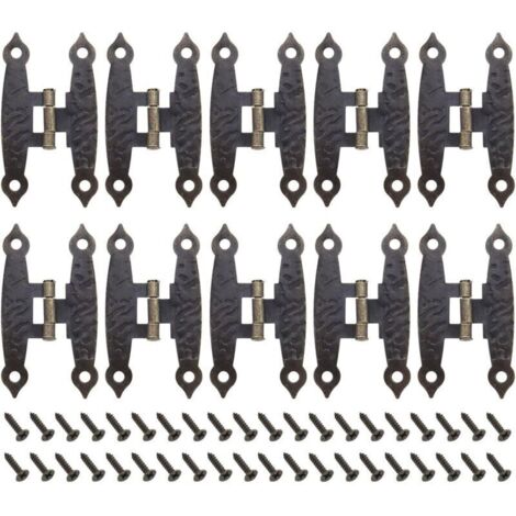 Bisagras metálicas vintage en forma de H – Paquete de 10 con tornillos incluidos – Para muebles, armarios y puertas antiguas