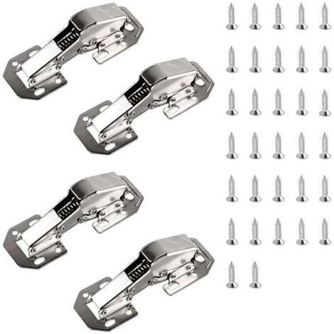 Bisagras para gabinetes - 113 × 43 mm (5 pulgadas) - Bisagra robusta de cierre suave para puerta de gabinete con resorte Bisagra para muebles de gabinete de 90° - con 32 tornillos con amortiguación hi