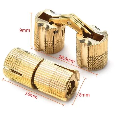 Bisagras para muebles de cobre y latón de 8 mm, bisagras cilíndricas ocultas para gabinetes, bisagras de puerta invisibles ocultas para herrajes para cajas de regalo.