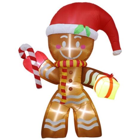 Biscotti gonfiabili a forma di omino di pan di zenzero StarryLights 240 cm - una grande decorazione natalizia per il giardino e la casa