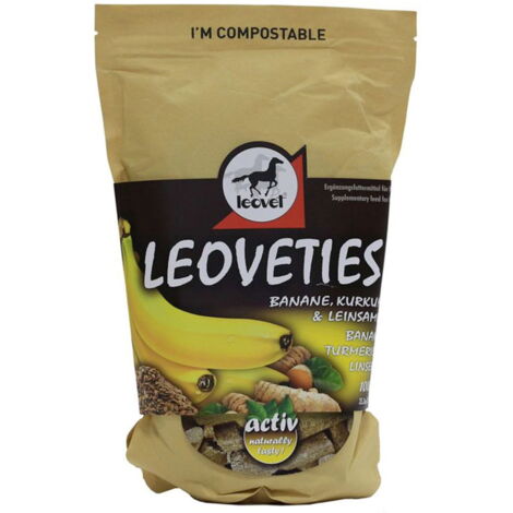 Biscotti Leovet per cavalli al gusto banana, curcuma e semi di lino da 1 kg