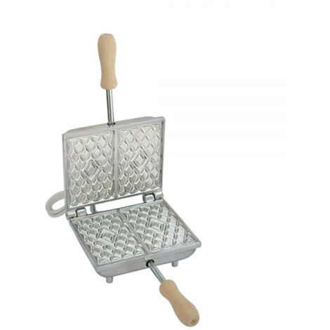 Biscottiera Elettrica 600W per Cialde Waffles Rettangolari Alluminio Teflon Free