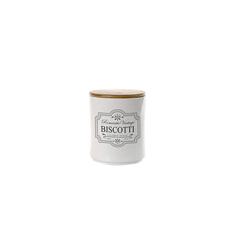 Biscottiera Vintage In Ceramica Con Tappo In Legno 14 X 17 Cm