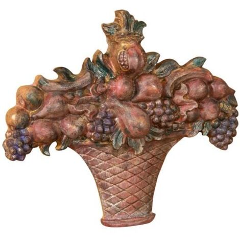 Biscottini - Fregio Cesto Frutta In Legno Finitura Policromo Made In Italy - L38xPR7xH40 - fruttiera - finitura policromo - legno - made in Italy