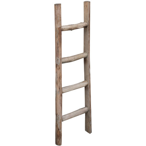 Biscottini – Porte-serviettes échelle en bambou 4 barres – Support mural et sol – Finition bois naturel – Pour salle de bain moderne