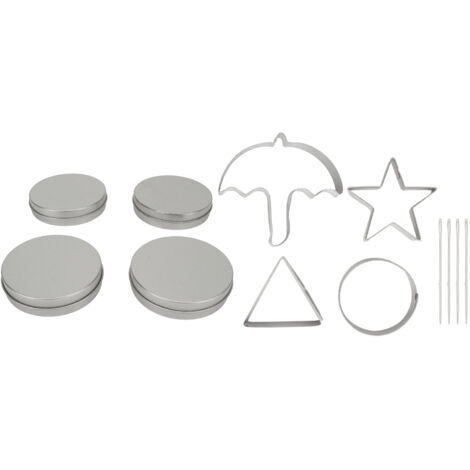 Biscuit Cutter Set 4Pcs Making Molds 4Pcs Round Boxes 4Pcs Sugar Needles Stainless Steel Candy Piercing Tools
