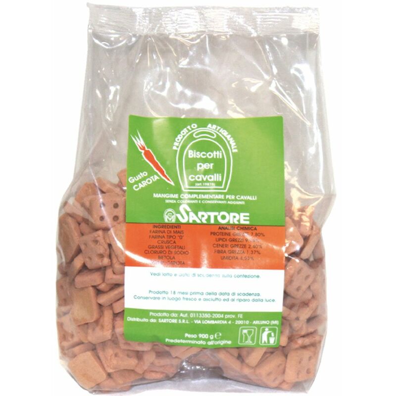 Biscuits pour chevaux au goût de carotte sans sucre, colorants et O.G.M. entièrement naturels 900g