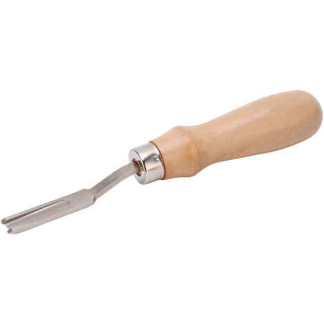 Biseauteuse à embout large en acier durable, manche en bois pour un biseautage précis des bords en cuir.