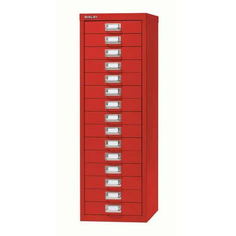 Bisley 15 Drawer A4 Filing Cabinet - Red