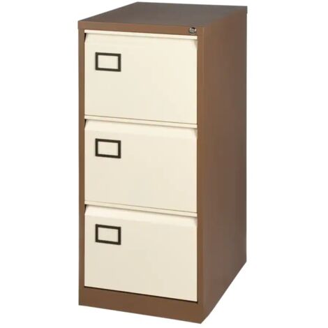 Bisley 3 Drawer Foolscap Filing Cabinet - Brown & Cream