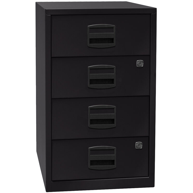 BISLEY, Caisson hauteur bureau PFA, 4 tiroirs universels, noir BISLEY, Caisson hauteur bureau PFA, 4 tiroirs universels, noir
