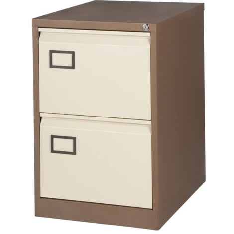 Bisley Filing Cabinet with 2 Lockable Drawers AOC2 - Brown & Cream