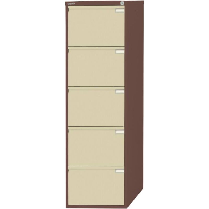 Filing Cabinet with 5 Lockable Drawers - Brown & Cream - Bisley