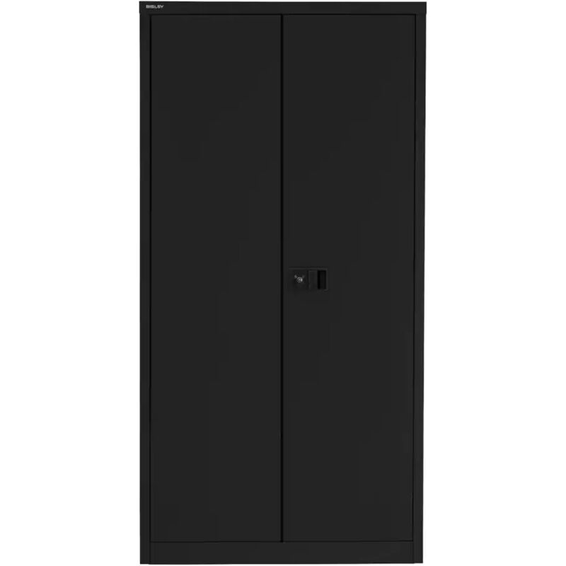 Regular Steel Door Cupboard Lockable with 3 Shelves - Black - Bisley