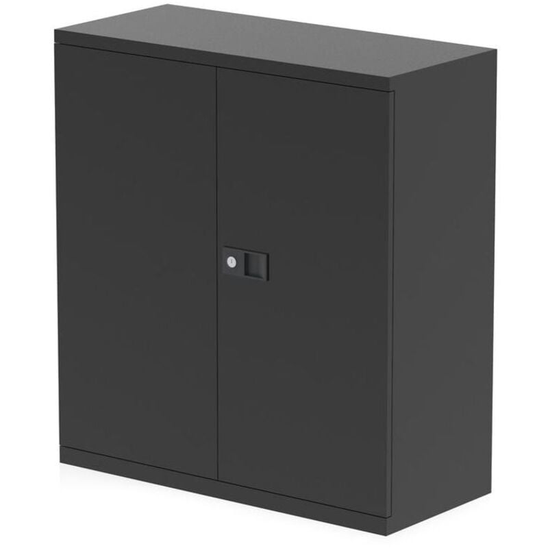 Qube by 2 Door Stationery Cupboard with Shelf Black BS0024 - Black - Bisley