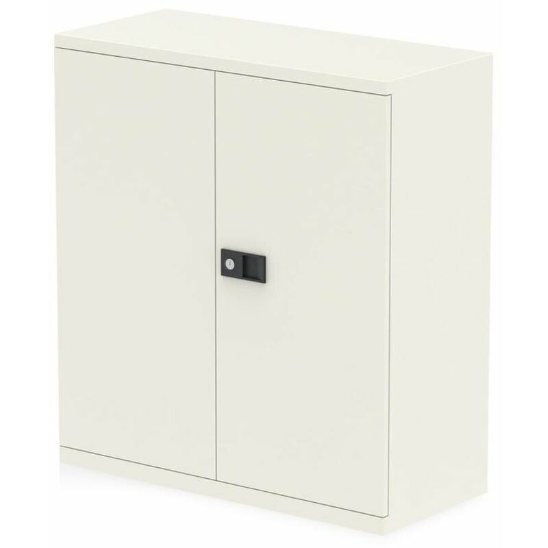 Qube by 2 Door Stationery Cupboard with Shelf Chalk White BS0026 - Chalk White - Bisley